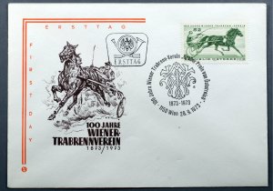 Austria #953 First Day Cover Centenary of Vienna Trotting Association