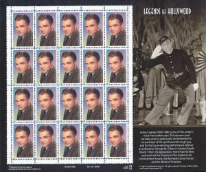 US Stamp - 1999 James Cagney, 20 Stamp Sheet, Scott #3329