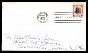 1938 U.S. #832 WOODROW WILSON FIRST DAY COVER - CV$60.00 (ESP#4546)