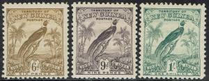 NEW GUINEA 1931 DATED BIRD 6D 9D AND 1/- MNH **