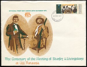 Kenya,Uganda,Tanzania 237, FDC, Centennial of Stanley and Livingstone Meeting