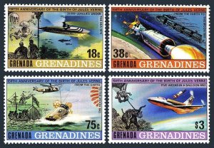 Grenada Gren 323-326, MNH. Ml 330-333. Jules Verne. Plane,Ship, Helicopter,Space