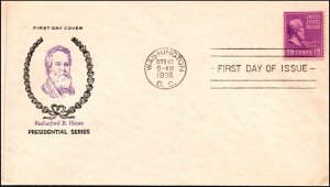 Scott 824 - 19 Cents Hayes - Fidelity FDC - Unaddressed - Planty 824-4