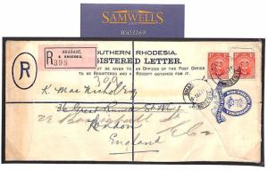 RHODESIA *Shabani* Admirals Registered Postal Stationery Env GB 1931 MS3169