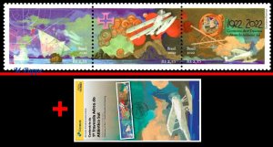 22-11 BRAZIL 2022 CENT. 1st SOUTH ATLANTIC AIR CROSSING, AVIATION, MNH+BROCHURE