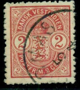 DANISH WEST INDIES #29v (20vI) 2¢ Coat of Arms, INVERTED WMK, used, Facit $100