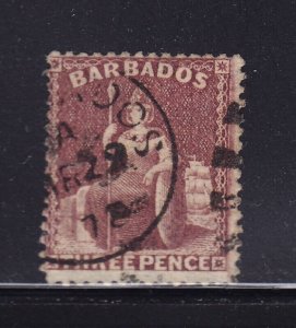 Barbados Scott # 38 F-VF used nice color cv $ 140 ! see pic !