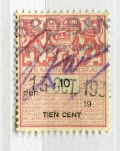 NETHERLANDS; Early 1930s early Revenue issue fine used 10c. value