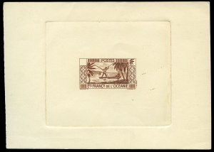 French Colonies, French Polynesia #85P, 1934 10c dark brown, die proof with v...