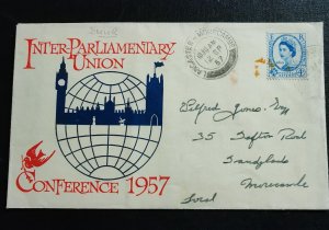Postal envelope dedicated to the 1957 Inter-Parliamentary Union Confere...