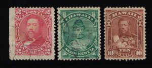 VERY NICE GENUINE HAWAII SCOTT #42 43 44 F-VF USED 1883-86 SET OF 3 STAMPS 18969