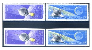 Hungary. Astronautica 1966. Serrated + non-serrated series.
