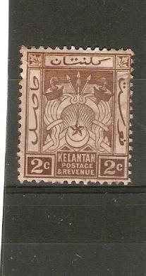 MALAYA - KELANTAN 1922 2c BROWN SG 16 WMK MULTIPLE SCRIPT CA  MINT HINGED