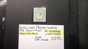 Somaliland Protectorate 1912 Scott# 60 Mint Light Hinge XF-SUPERB