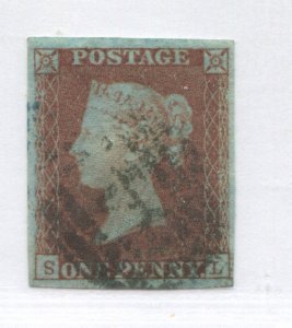 1841 Penny Red SL Plate 105 used showing the inverted S