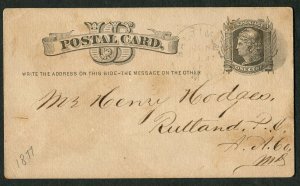 1877 US Postal Card Baltimore to Rutland MD Anne Arundel Co Livestock Lambs Trad