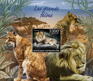 Central Africa - 2019 Big Cats on Stamps - Stamp Souvenir Sheet - CA190406b