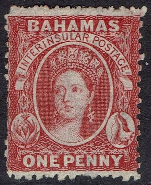 BAHAMAS 1863 QV CHALON 1D WMK CROWN CC REVERSED PERF 12½