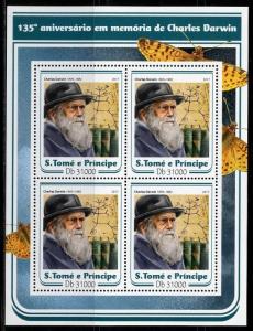 SAO TOME 2017 135th MEMORIAL OF  CHARLES  DARWIN  SHEET SET  MINT NH