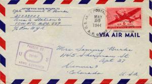 United States A.P.O.'s 6c Monoplane Air Envelope 1944 U.S. Army Postal Servic...