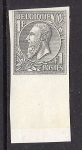 Belgium 1884 King Leopold 1fr Gray Marginal Imperf Proof MNG #54