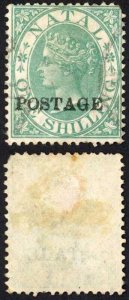 Natal SG84 1/- Green Opt POSTAGE Un-used no gum Cat 140 pounds