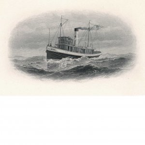 Tugboat, Die Proof on india on card, Bureau of Engraving and Printing 1890's