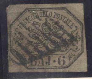 Roman or Papal States Scott 7  Used 1852 CV $75