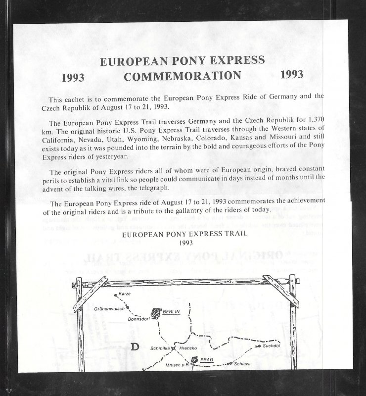 Just Fun Cover #1707 Pony Express Rides In Germany AUG/17/1993 (my4747)