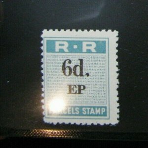 Rhodesia Railways Parcel Stamp Mint Never Hinged Lot of 1 EP Overprint Read Des 