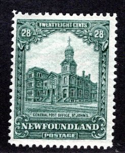 150, NSSC, Newfoundland, 28¢ General Post Office, gray green, MLHOG, F