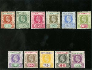 Seychelles 1903 KEVII set complete MLH. SG 46-56. Sc 38-48.