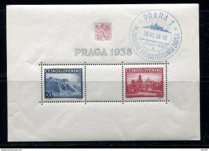 Czechoslovakia 1938 Souvenir Sheet First day cancel CTO Mi Block 4 12808