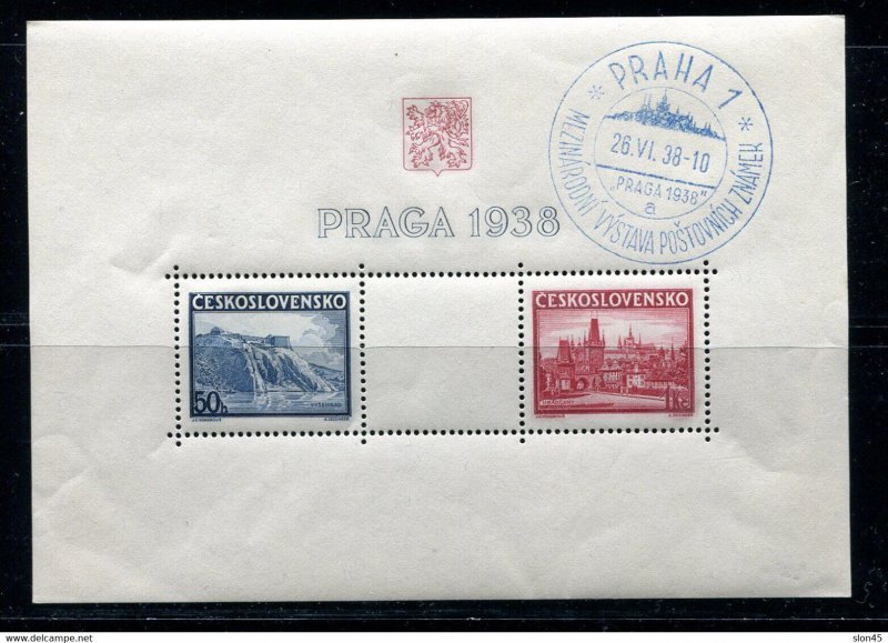 Czechoslovakia 1938 Souvenir Sheet First day cancel CTO Mi Block 4 12808