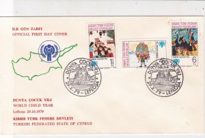 Turkish Federated Cyprus 1979 World Child Year FDC Stamps Cover Ref 23587