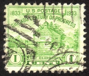 1933, US 1c, Restoration of Fort Dearborn, Used, Sc 728