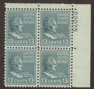 UNITED STATES SC# 818 VF MNH 1938 Plate #22075 Block