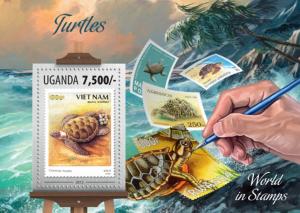 UGANDA 2013 SHEET TURTLES REPTILES STAMPS ON STAMPS ugn13303b