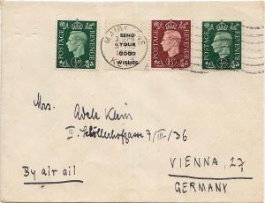 Great Britain 1/2d (2) and 1 1/2d KGVI 1938 London W.1 Empire Exhibition Glas...