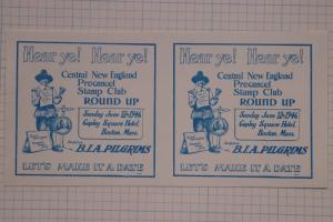 New England Precancel Club Round-up imperf Stamp ad BIA Pilgrims Boston 1946 DM