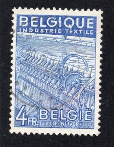 Belgium 1948 4fr Textile Industry, Scott 383 used, value = 40c