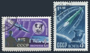 Russia 2491-2492,CTO.Michel 2497-2498. Space exploration 1961.Dogs in space.