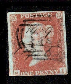 Great Britain #3 Penny Red Imperf Used Lettered SI USD 16.00