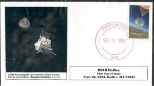 5820 - FDC - OSIRIS-REx - Wally Jr Cachet - Hadley, MA Bullseye