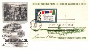 US 1311 Sipex Souvenir Sheet Artcraft U/A FDC