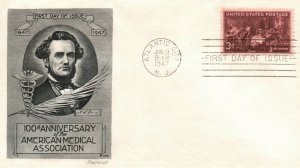 SC#948 FDC 1947 - 100th Anniv of Doctors Cachet - Unaddressed - Single - F451