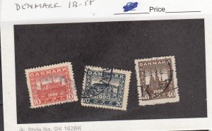 J26272  jlstamps 1920 denmark set used #156-8 buildings