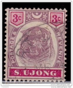 Malaya, Sungei Ujong, 1895, Tiger, 3c, Scott#36, used