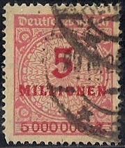 Germany #285  1Mil M Numerial, Rose, used XF