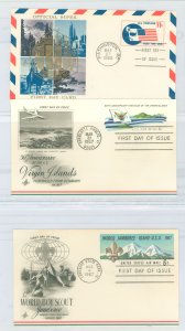 US UXC5-UXC7 1967-68 3 U/A Airmail postal card FDCs, official SIPEX card